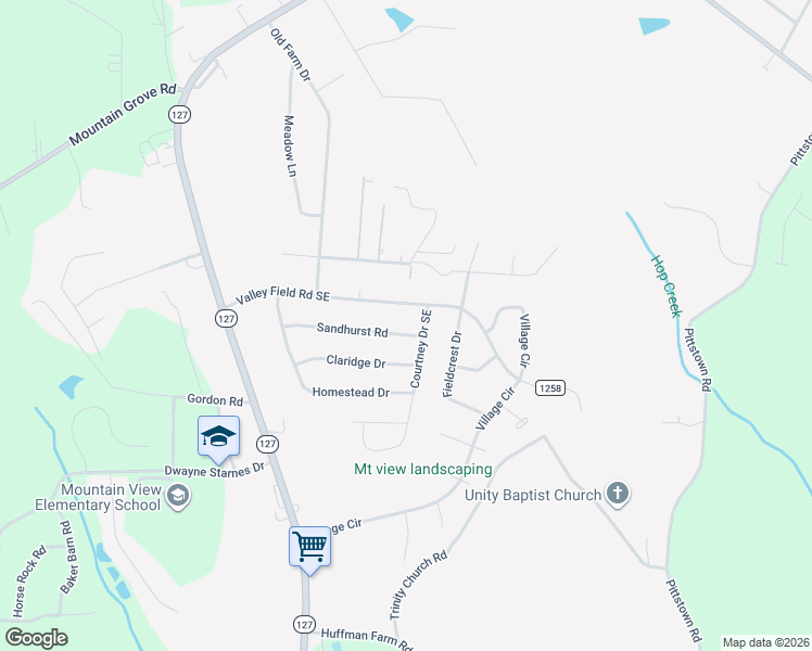 map of restaurants, bars, coffee shops, grocery stores, and more near 5596 Sandhurst Road in Hickory