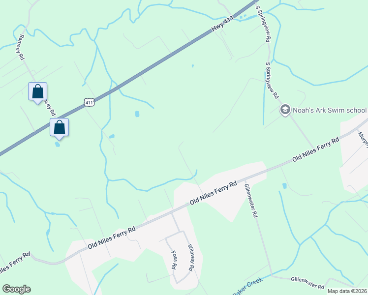 map of restaurants, bars, coffee shops, grocery stores, and more near 4751 Old Niles Ferry Road in Maryville