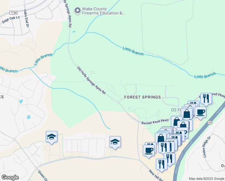 map of restaurants, bars, coffee shops, grocery stores, and more near 202 Beaconwood Lane in Holly Springs