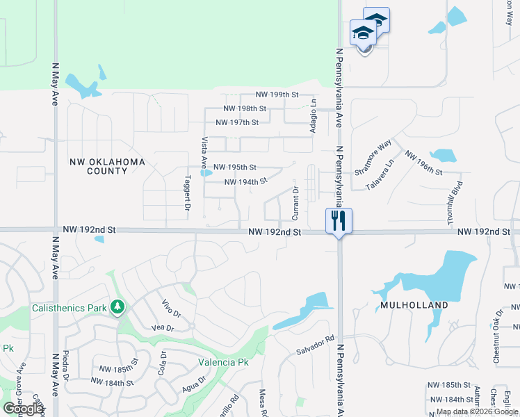 map of restaurants, bars, coffee shops, grocery stores, and more near 19412 Candleberry Drive in Edmond