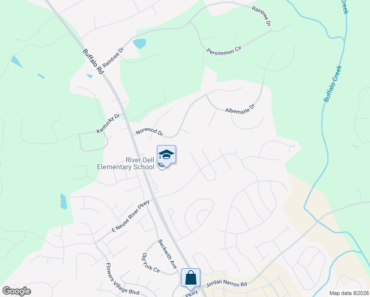map of restaurants, bars, coffee shops, grocery stores, and more near 109 Pearsall Farm Lane in Clayton