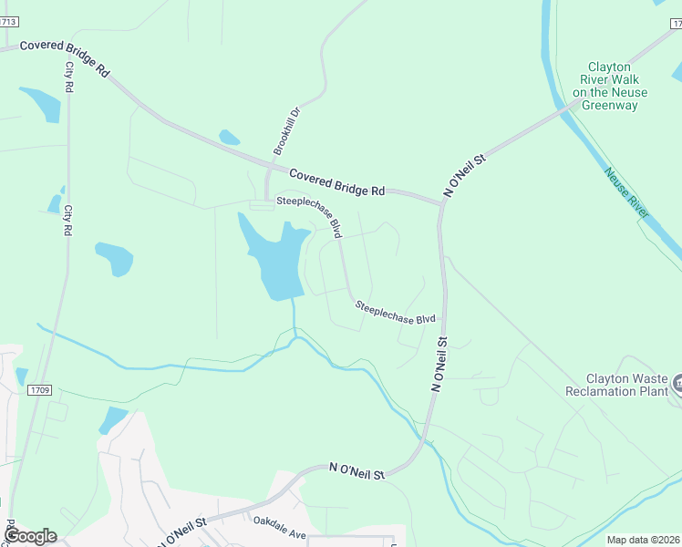 map of restaurants, bars, coffee shops, grocery stores, and more near 333 Steeplechase Boulevard in Clayton