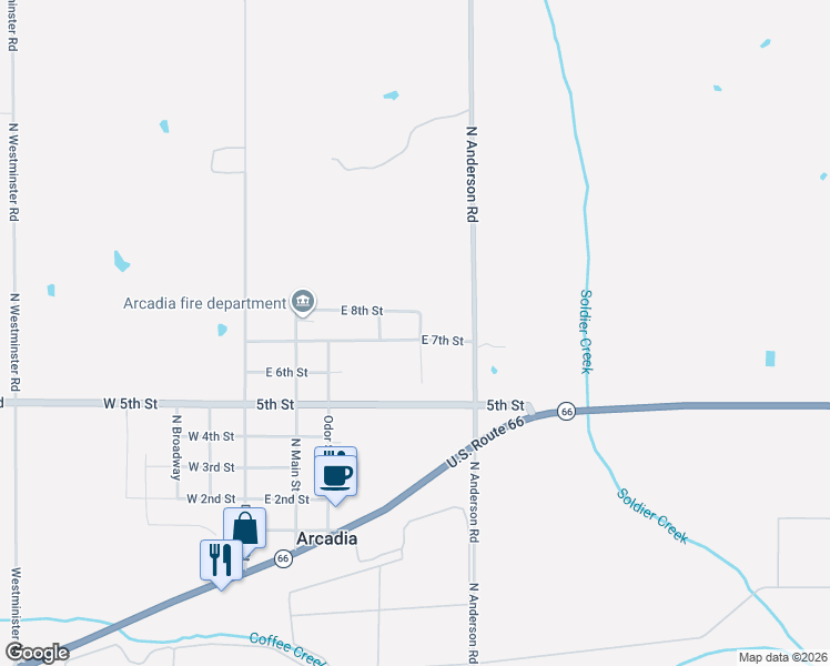 map of restaurants, bars, coffee shops, grocery stores, and more near 501 East 7th Street in Arcadia