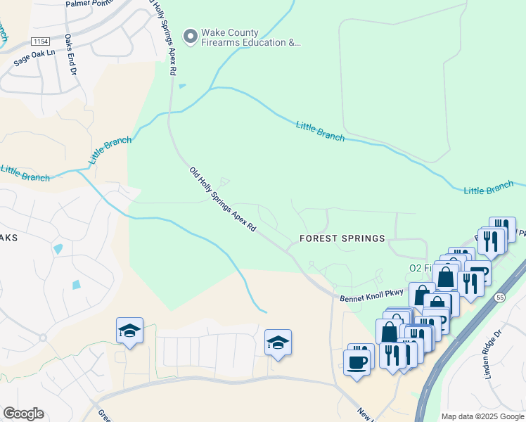 map of restaurants, bars, coffee shops, grocery stores, and more near 236 Beaconwood Lane in Holly Springs