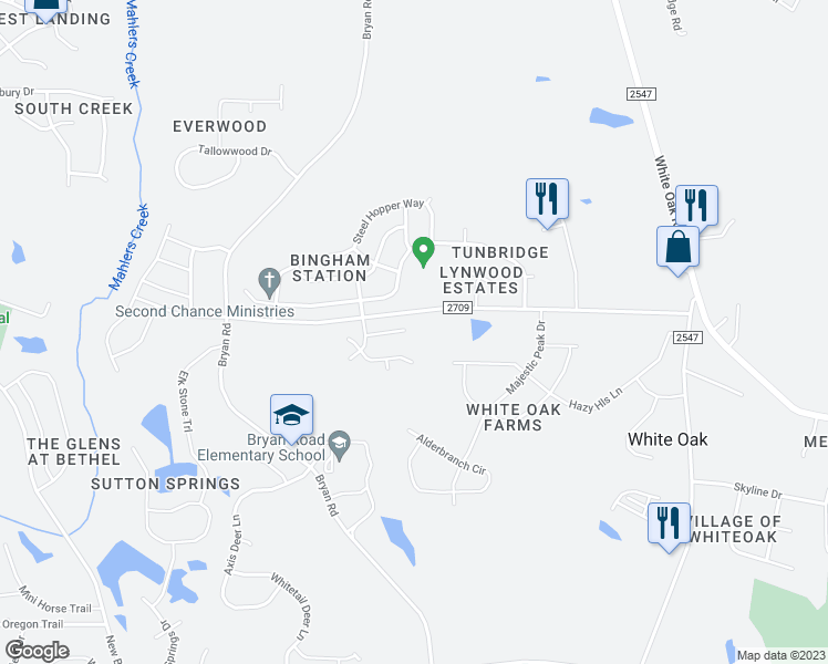 map of restaurants, bars, coffee shops, grocery stores, and more near 196 Depot Ridge Road in Garner