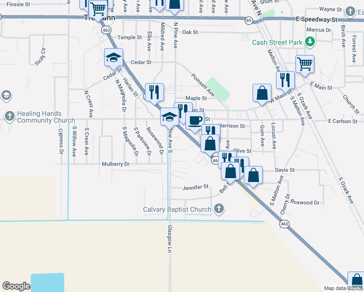map of restaurants, bars, coffee shops, grocery stores, and more near 121 Highway 463 McDaniel R in Trumann