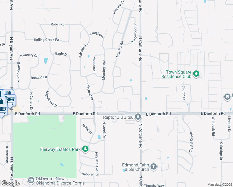 map of restaurants, bars, coffee shops, grocery stores, and more near 2608 Sweetbriar in Edmond