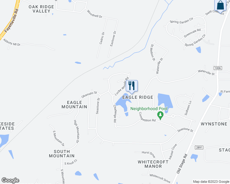 map of restaurants, bars, coffee shops, grocery stores, and more near 107 Locke Woods Road in Raleigh