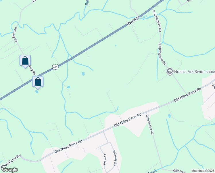 map of restaurants, bars, coffee shops, grocery stores, and more near 4751 Old Niles Ferry Road in Maryville