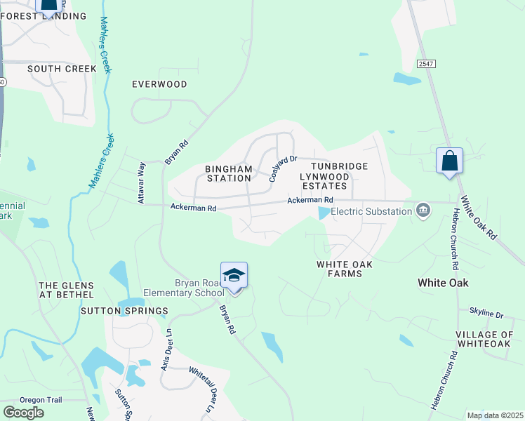 map of restaurants, bars, coffee shops, grocery stores, and more near 133 Depot Ridge Road in Garner