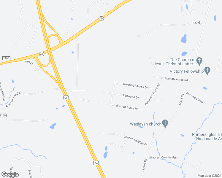 map of restaurants, bars, coffee shops, grocery stores, and more near 876 Sourwood Drive in Asheboro