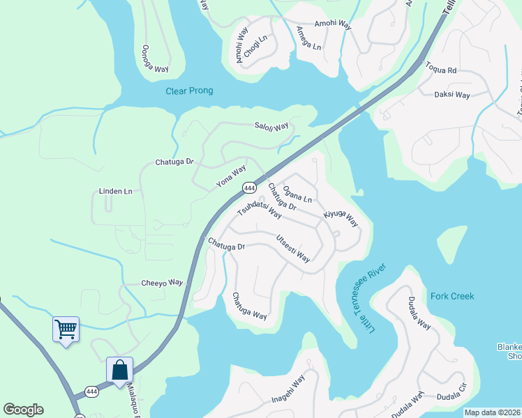 map of restaurants, bars, coffee shops, grocery stores, and more near 129 Tsuhdatsi Way in Loudon