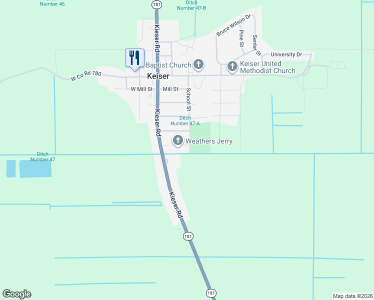map of restaurants, bars, coffee shops, grocery stores, and more near 125 Taylor Street in Keiser