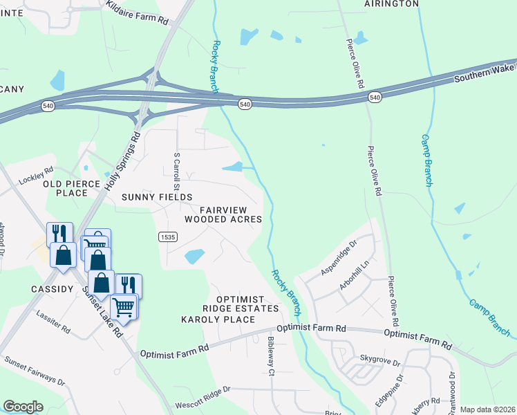 map of restaurants, bars, coffee shops, grocery stores, and more near 419 Ashley Road in Apex