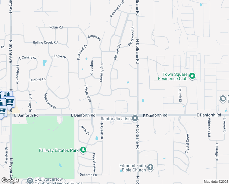 map of restaurants, bars, coffee shops, grocery stores, and more near 2608 Sweetbriar in Edmond
