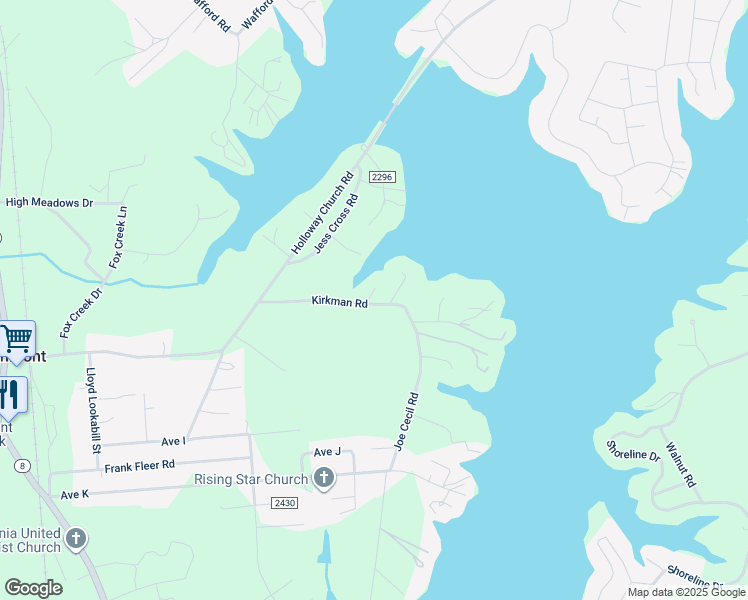 map of restaurants, bars, coffee shops, grocery stores, and more near in Jamestown