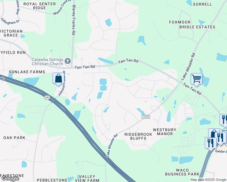 map of restaurants, bars, coffee shops, grocery stores, and more near 4005 Cross Timber Lane in Apex