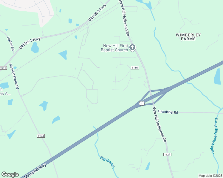 map of restaurants, bars, coffee shops, grocery stores, and more near 5145 Church Road in New Hill