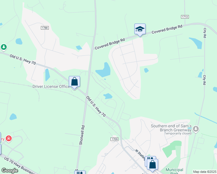 map of restaurants, bars, coffee shops, grocery stores, and more near 1414 Woodcrest Drive in Clayton