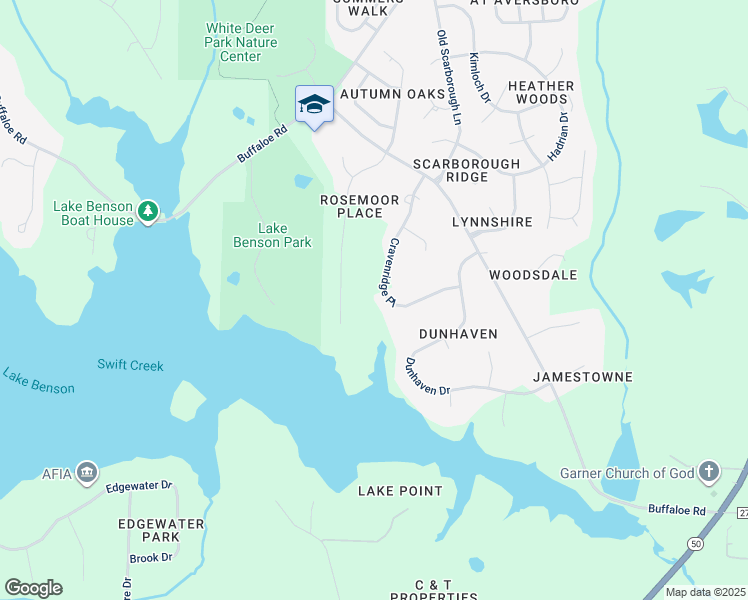 map of restaurants, bars, coffee shops, grocery stores, and more near 2606 Cravenridge Road in Garner