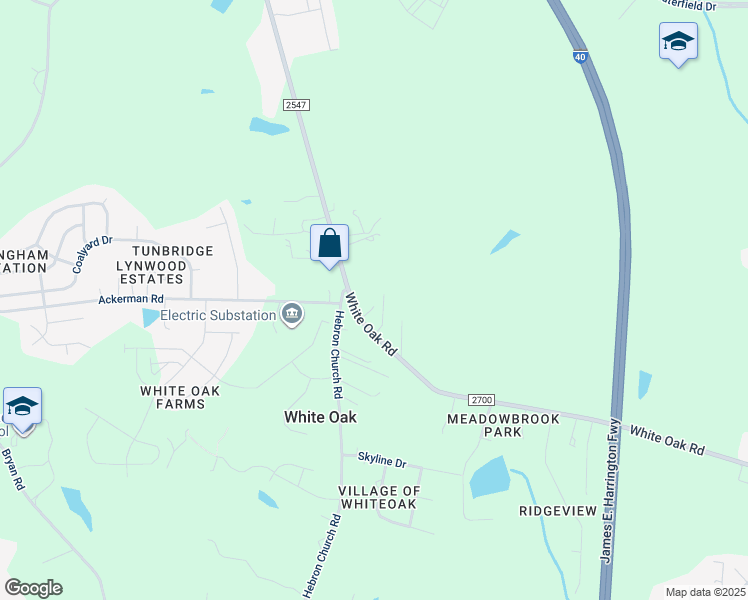 map of restaurants, bars, coffee shops, grocery stores, and more near 106 Glenside Drive in Garner