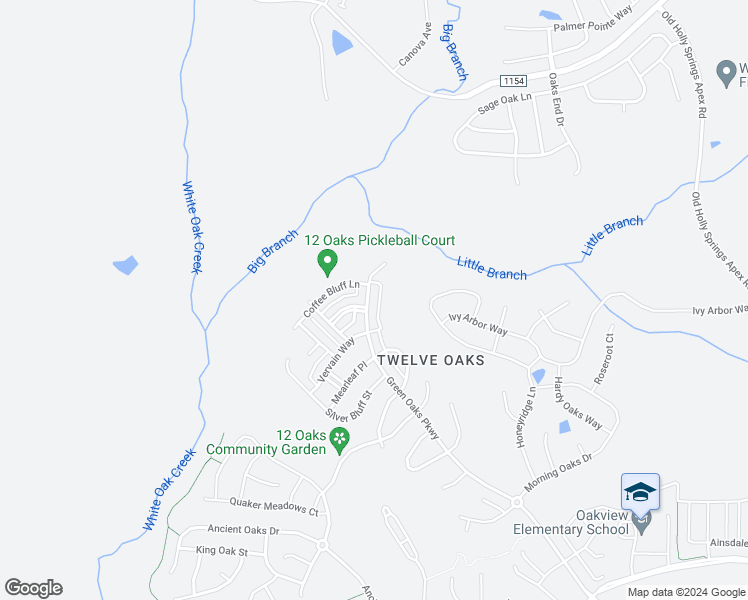 map of restaurants, bars, coffee shops, grocery stores, and more near 1908 Green Oaks Parkway in Holly Springs