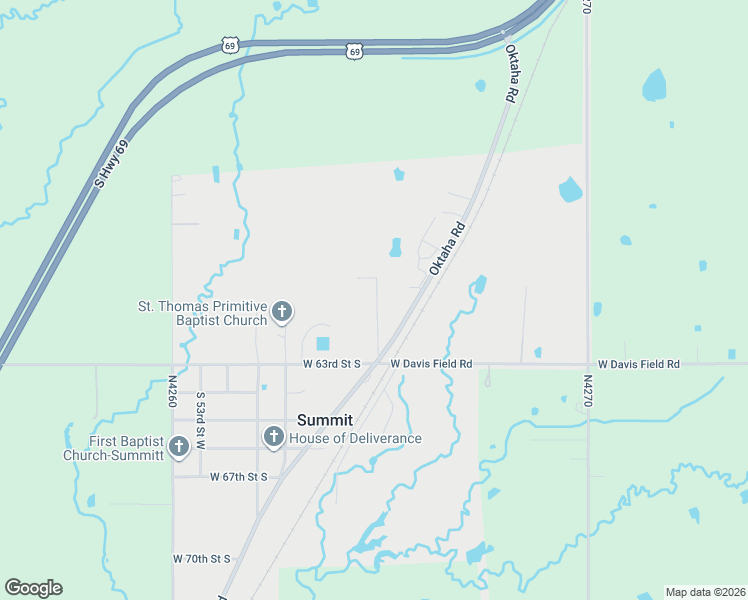 map of restaurants, bars, coffee shops, grocery stores, and more near 6201 South 48th Street West in Muskogee