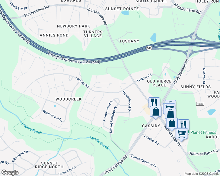 map of restaurants, bars, coffee shops, grocery stores, and more near 147 Writing Rock Place in Apex