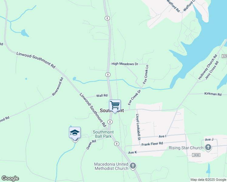 map of restaurants, bars, coffee shops, grocery stores, and more near North Carolina 8 in Lexington