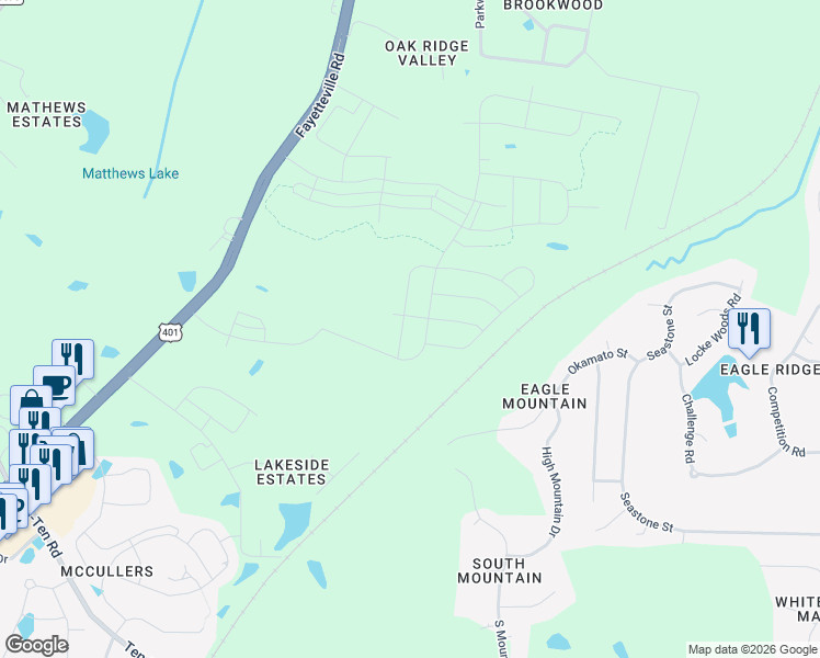 map of restaurants, bars, coffee shops, grocery stores, and more near 404 Okamato Street in Raleigh