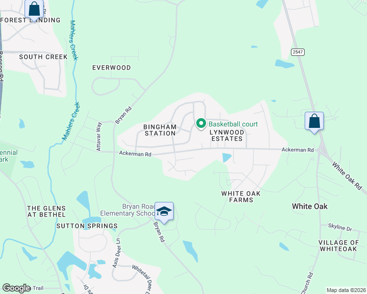 map of restaurants, bars, coffee shops, grocery stores, and more near 300 Coalyard Drive in Garner