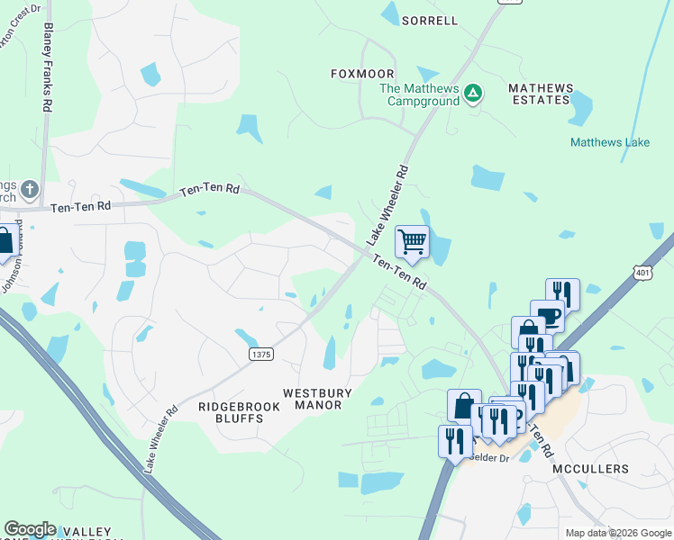 map of restaurants, bars, coffee shops, grocery stores, and more near 8015 Lake Wheeler Road in Raleigh