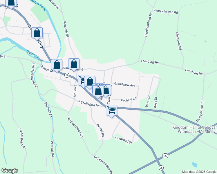 map of restaurants, bars, coffee shops, grocery stores, and more near 213 Twin Oaks Road in McMinnville
