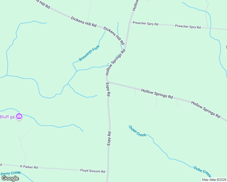 map of restaurants, bars, coffee shops, grocery stores, and more near 3400 Espy Road in Bradyville