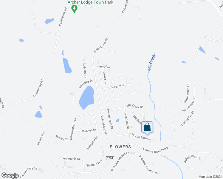 map of restaurants, bars, coffee shops, grocery stores, and more near 18 Willowbrook Circle in Clayton