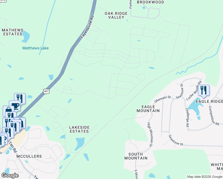 map of restaurants, bars, coffee shops, grocery stores, and more near 404 Okamato Street in Raleigh