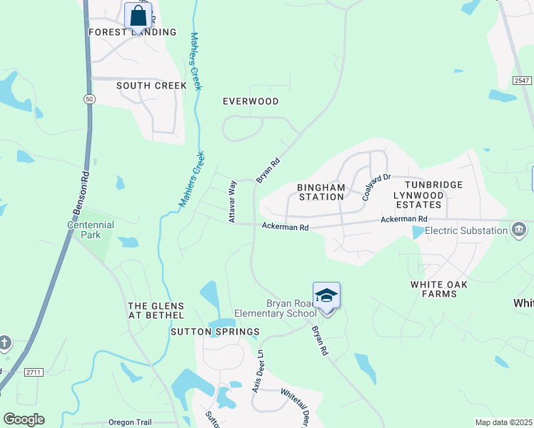 map of restaurants, bars, coffee shops, grocery stores, and more near 123 Sleeper Car Lane in Garner