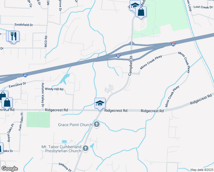 map of restaurants, bars, coffee shops, grocery stores, and more near 1000 Willow Oak Lane in Jackson