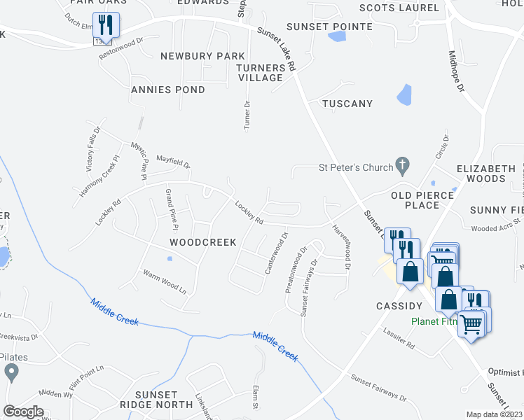 map of restaurants, bars, coffee shops, grocery stores, and more near 19 Castien Cove Place in Apex