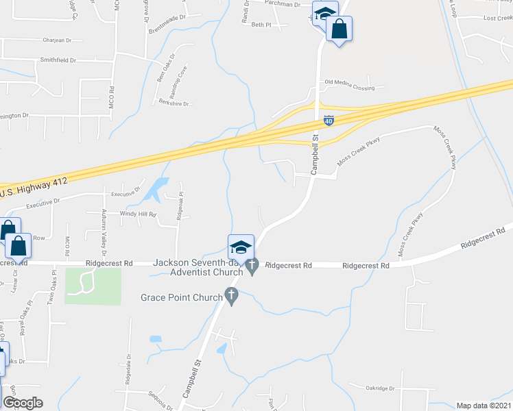 map of restaurants, bars, coffee shops, grocery stores, and more near 1000 Willow Oak Lane in Jackson