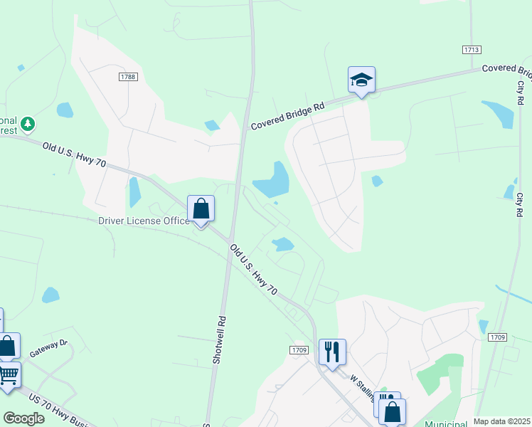 map of restaurants, bars, coffee shops, grocery stores, and more near 1414 Woodcrest Drive in Clayton