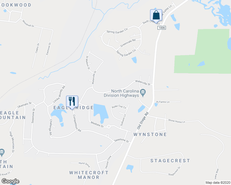 map of restaurants, bars, coffee shops, grocery stores, and more near 237 Waterville Street in Raleigh