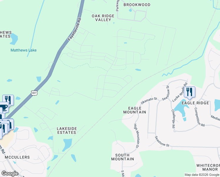 map of restaurants, bars, coffee shops, grocery stores, and more near 392 Okamato Street in Raleigh