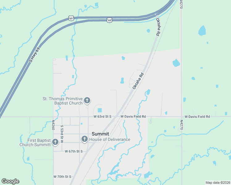 map of restaurants, bars, coffee shops, grocery stores, and more near 6201 South 48th Street West in Muskogee