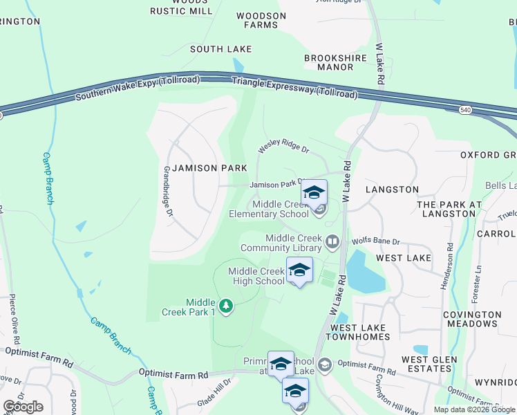 map of restaurants, bars, coffee shops, grocery stores, and more near 123 Jamison Woods Lane in Apex