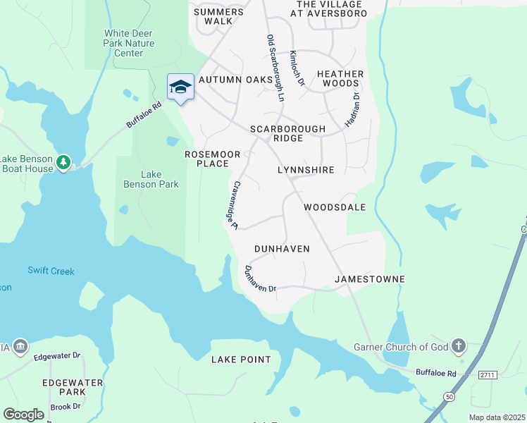 map of restaurants, bars, coffee shops, grocery stores, and more near 2615 Cravenridge Place in Garner