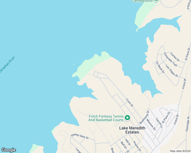 map of restaurants, bars, coffee shops, grocery stores, and more near Clubhouse Drive in Fritch