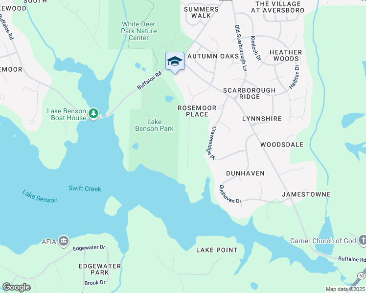 map of restaurants, bars, coffee shops, grocery stores, and more near 172 Bonica Creek Drive in Garner