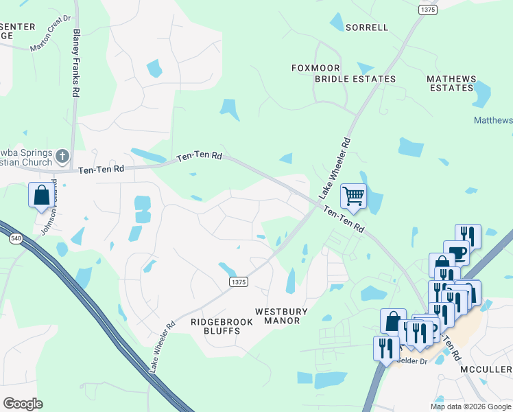 map of restaurants, bars, coffee shops, grocery stores, and more near 7324 Ten-Ten Road in Apex