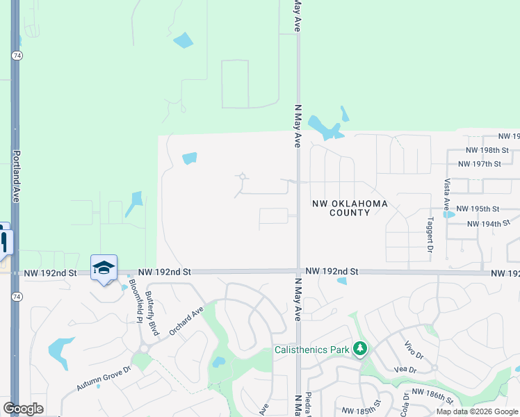 map of restaurants, bars, coffee shops, grocery stores, and more near 19374-19898 N May Ave in Edmond